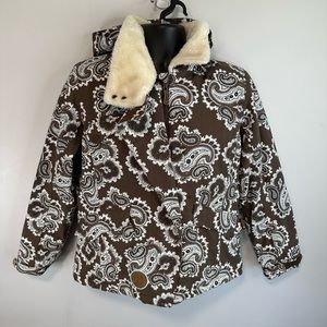 Burton Womens Snowboarding Jacket Paisley Print Brown Size Medium Nylon